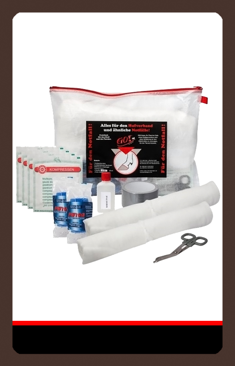 Notfall ErsteHilfe Verletzung Verband Pferd GO! Notfalltasche